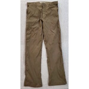 LB Tech Mens Classic Fit Olive Green Pants Size 32 Zipper Pockets Stretch